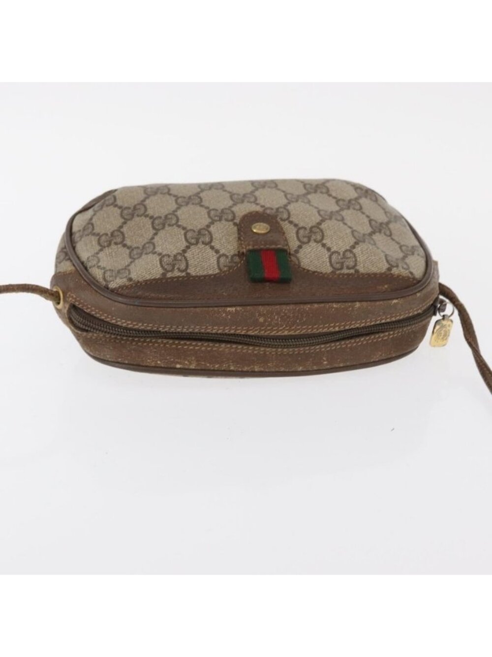 Authentic GUCCI GG Supreme Web Sherry Line Bag PVC Beige Gold 89 02 066 - Picture 13 of 16